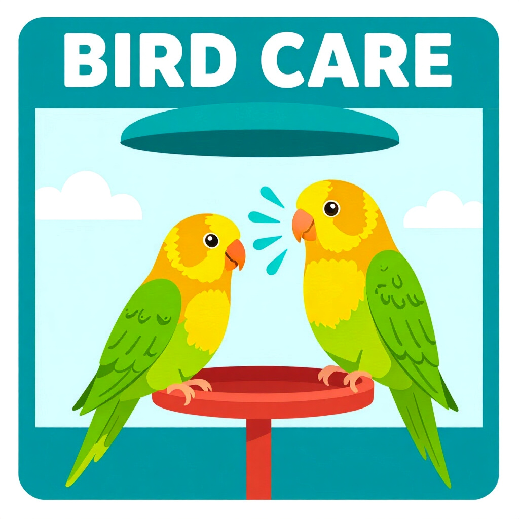 AI generated parrot: picture about bird care. picture style: comic respiratory health matters identifying treating parrot