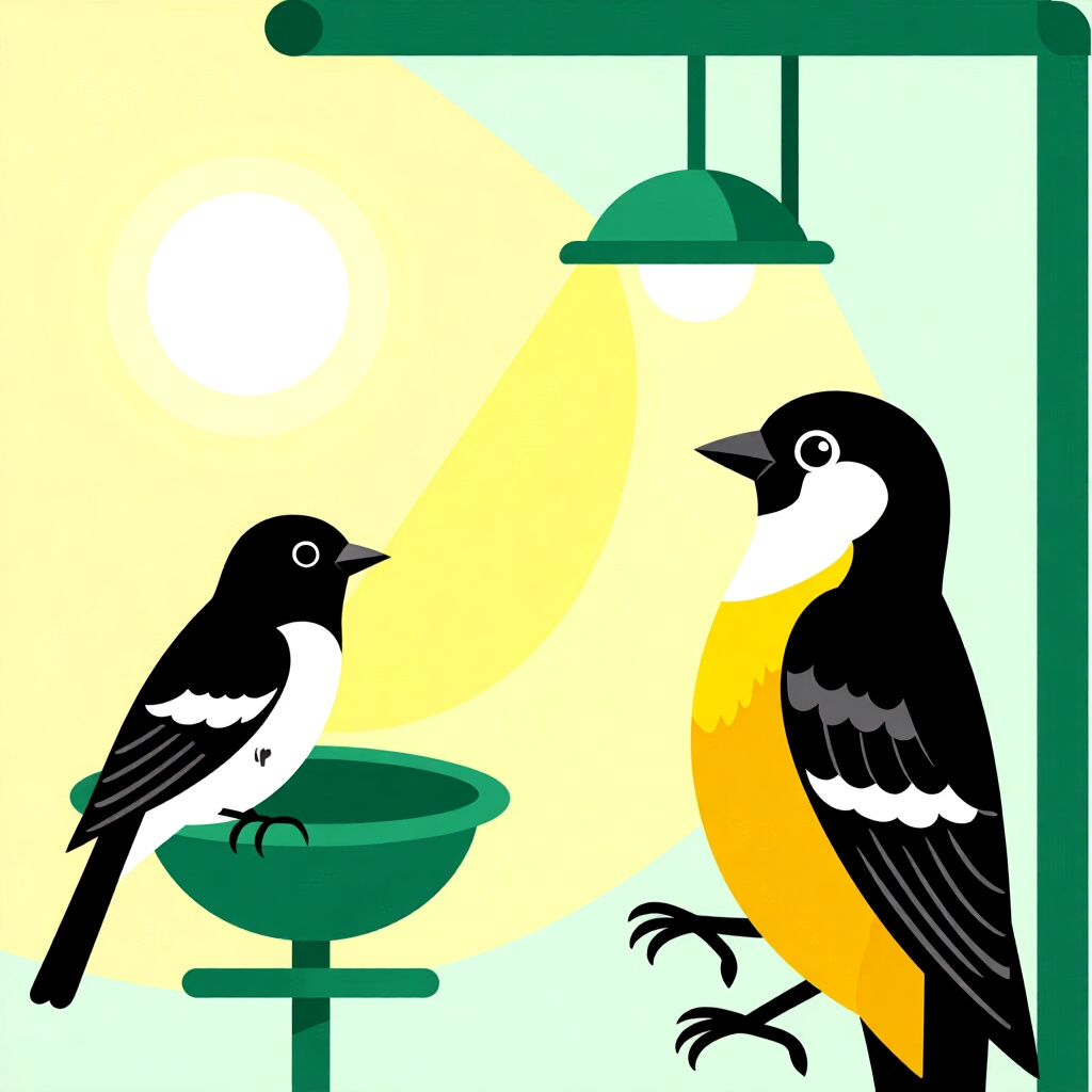 AI generated image: picture about bird care. picture style: comic introduction seasonal light scheduling, high quality,