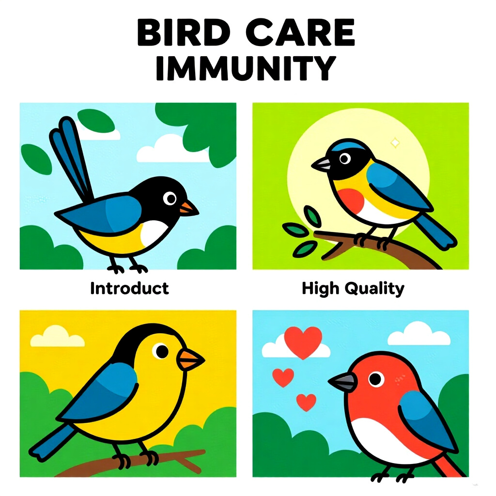 AI generated image: picture about bird care. picture style: comic introduction boosting immunity top, high quality, deta