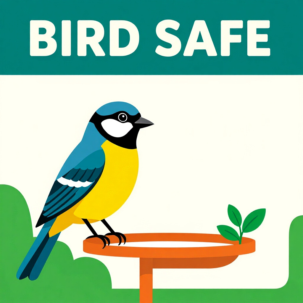 AI generated bird: picture about bird care. picture style: comic bird safe additives guide s m, high quality, detailed