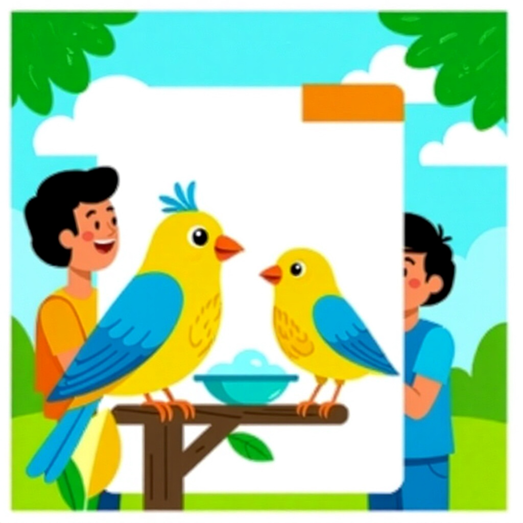 AI generated bird: picture about bird care. picture style: comic introduction bird owners recognizing treating common,