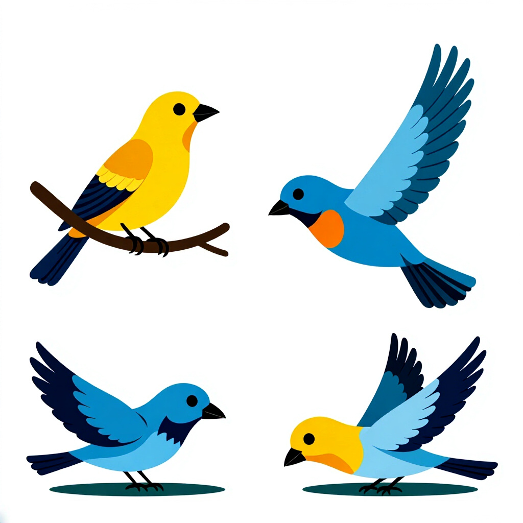 AI generated birds: picture about bird care. picture style: comic prepare base birds comparing static flowing, high qual