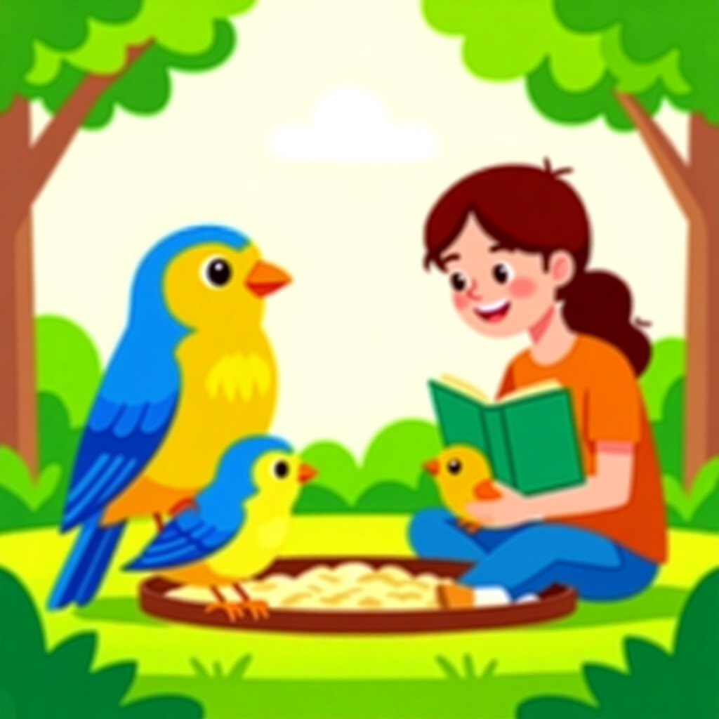 AI generated image: picture about bird care. picture style: comic owners 5minute daily taming s m, high quality, detaile
