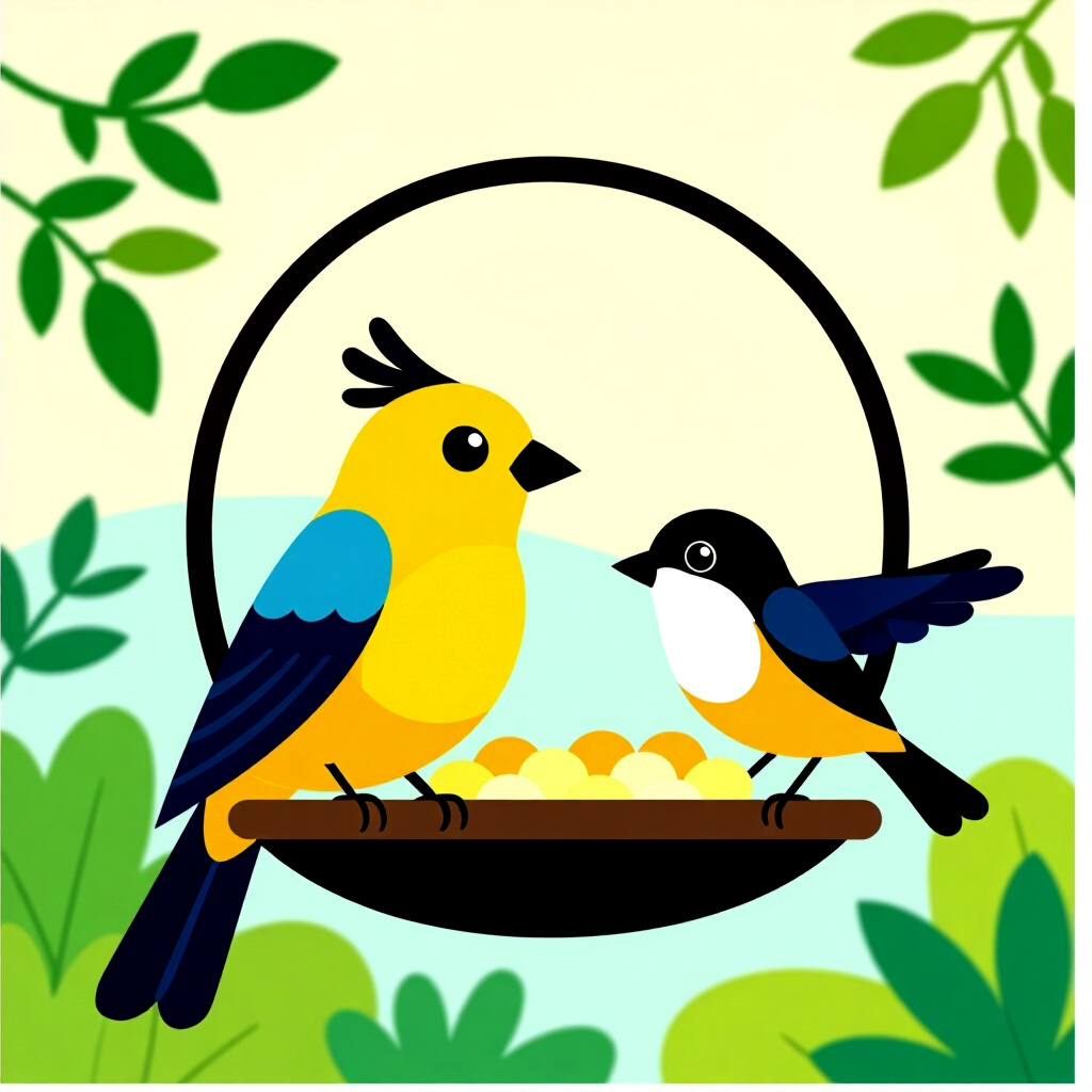 AI generated image: picture about bird care. picture style: comic introduction designing quiet hoacompliant, high qualit