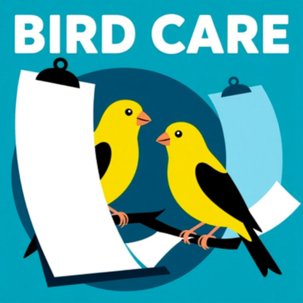 AI generated canary: picture about bird care. picture style: comic documentation youll need canary legal checklist import