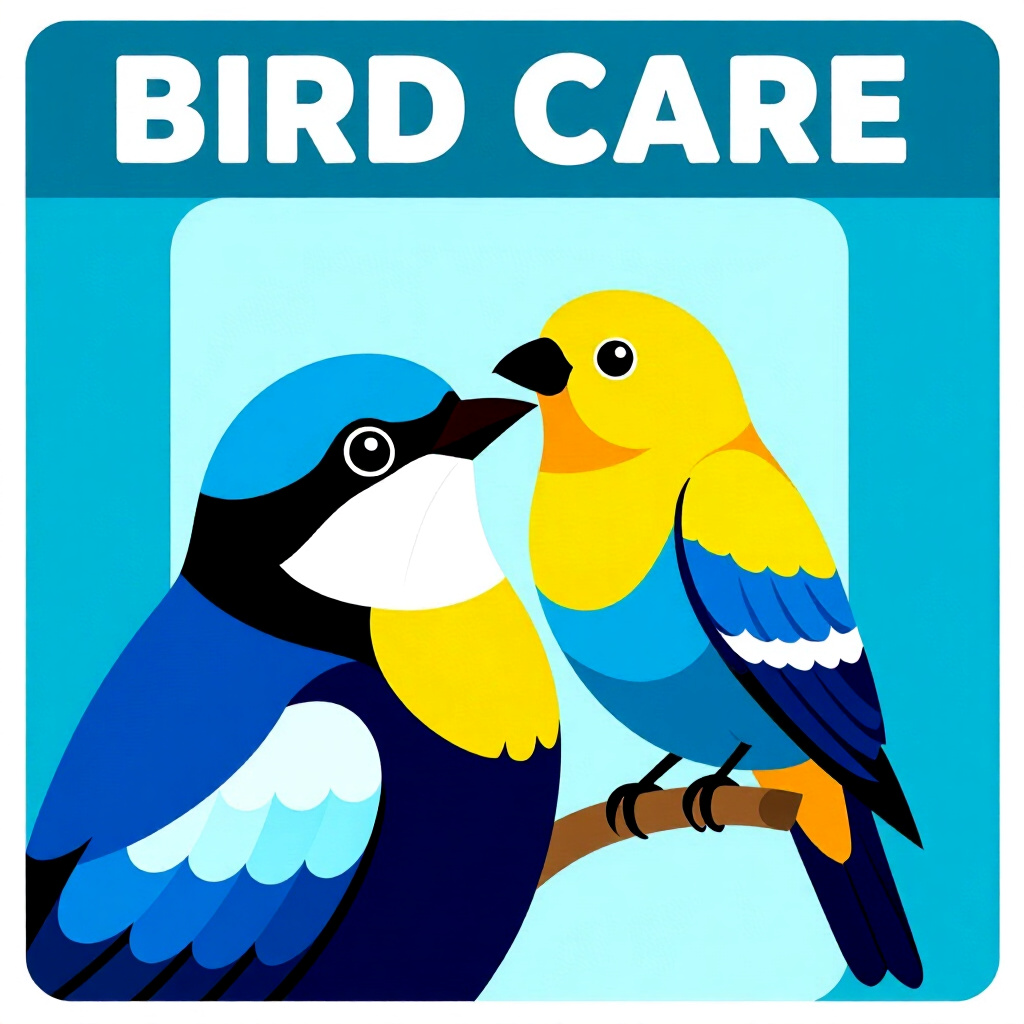 AI generated bird: picture about bird care. picture style: comic bird pets complete checklist common s m, high quality,