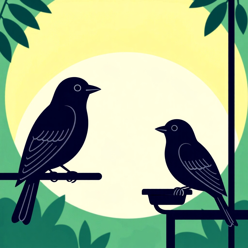 AI generated image: picture about bird care. picture style: comic monitoring adjusting nighttime s m, high quality, deta