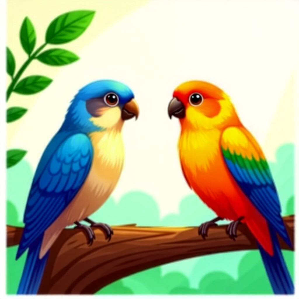 AI generated bird: picture about bird care. picture style: comic introduction quick look bird pets preventing lightindu
