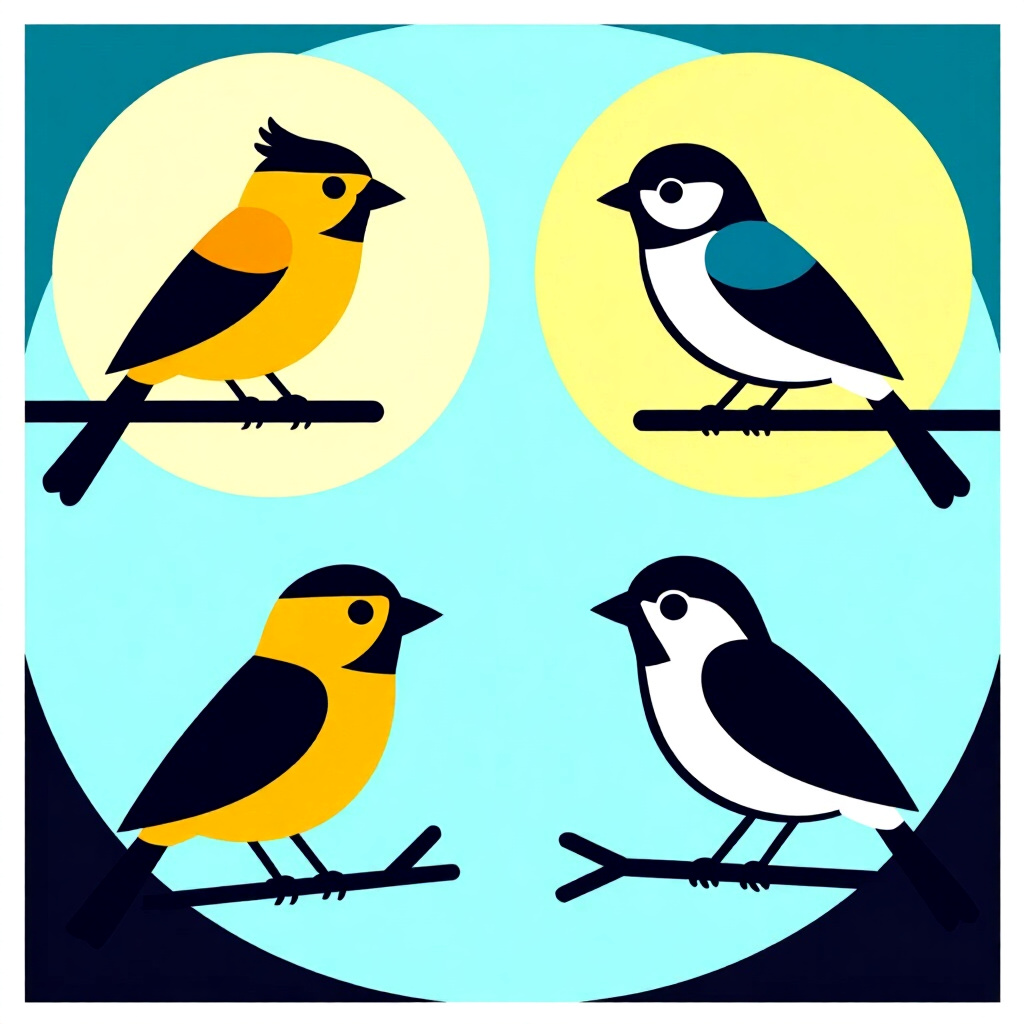 AI generated image: picture about bird care. picture style: comic circles beat rectangles understanding risks wide, high