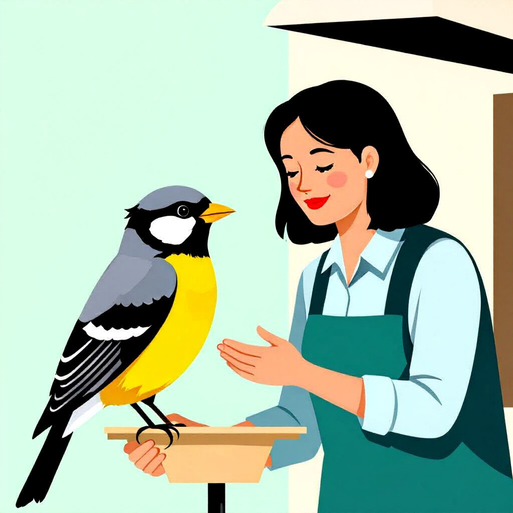 AI generated bird: picture about bird care. picture style: comic bird proofready documentation preparing s m, high qual