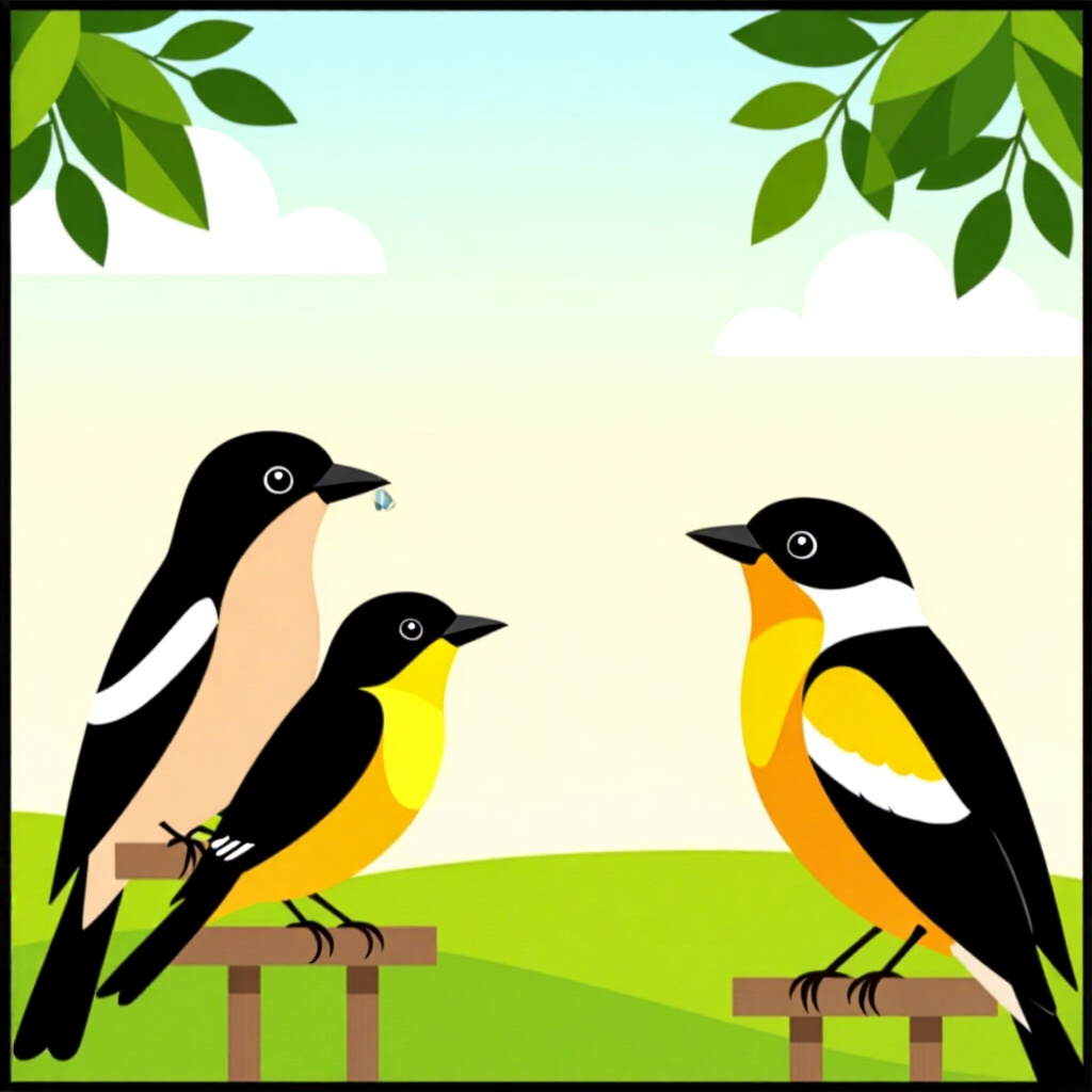 AI generated birds: picture about bird care. picture style: comic birds signs magnesium deficiency s m, high quality, de