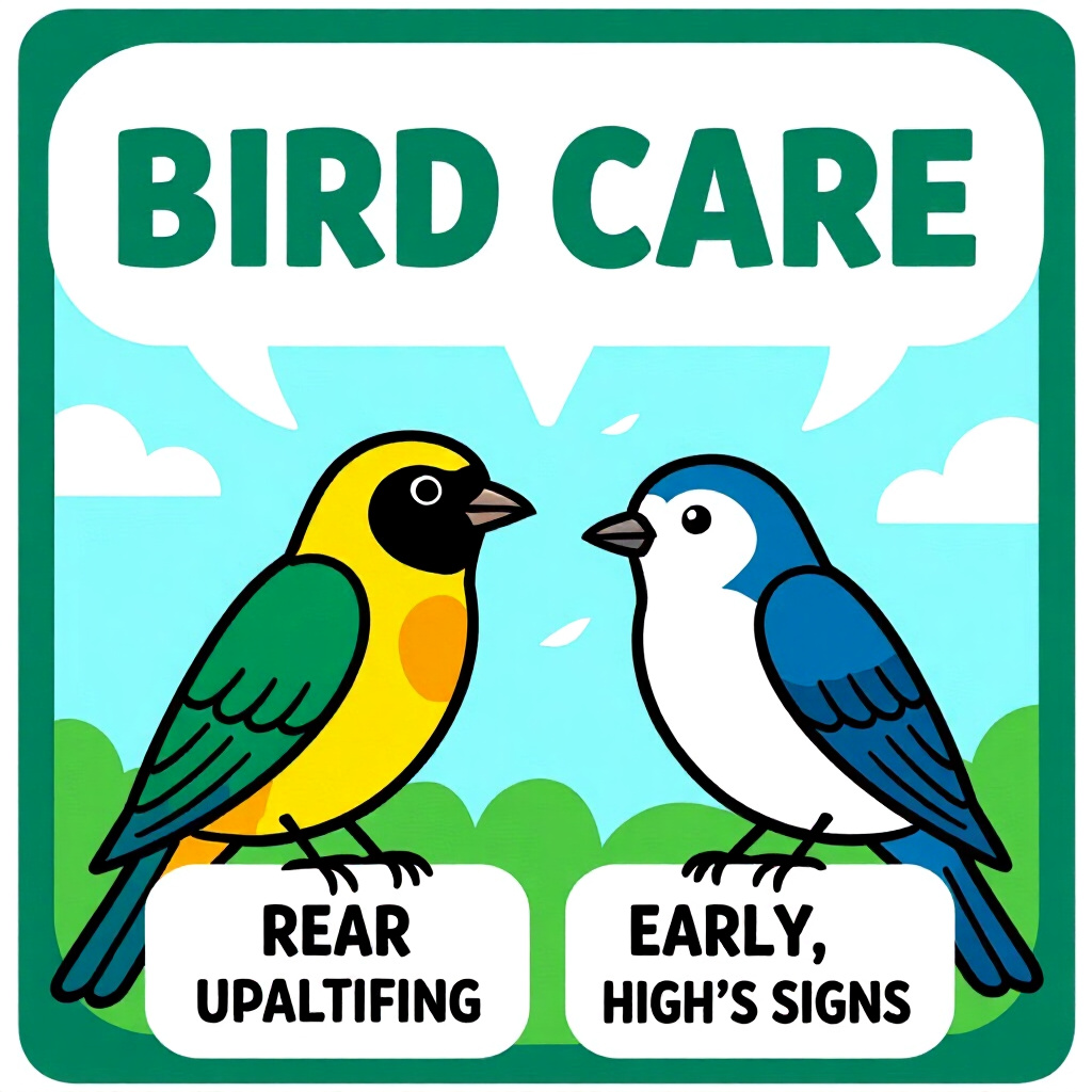 AI generated birds: picture about bird care. picture style: comic introduction birds identifying early signs, high quali
