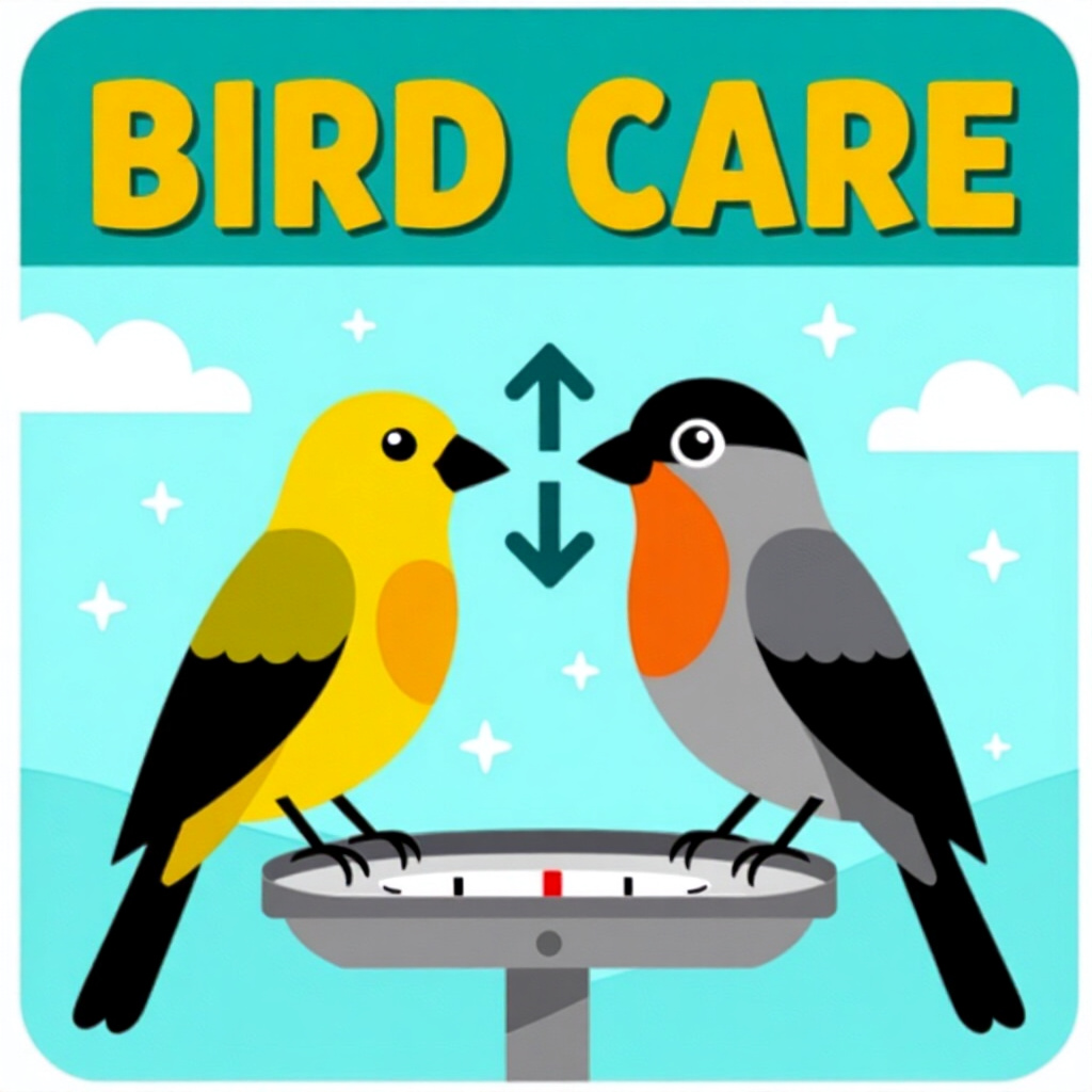 AI generated image: picture about bird care. picture style: comic integrating smart temperature s m, high quality, detai