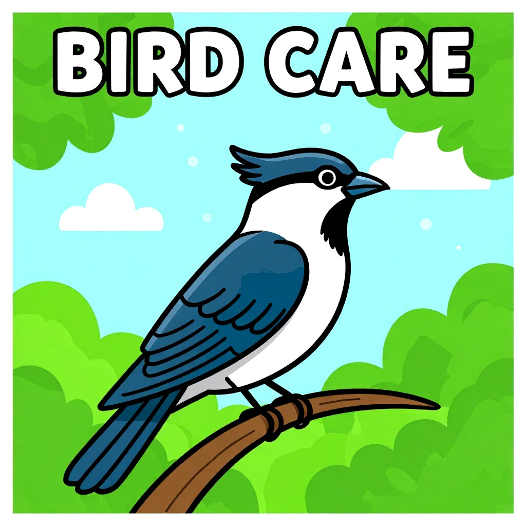 AI generated image: picture about bird care. picture style: comic feather health thermoregulation maintaining proper hum