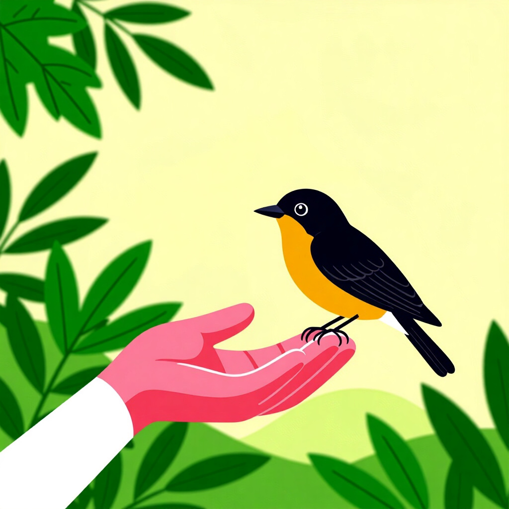 AI generated image: picture about bird care. picture style: comic gentle grip matters gentle grip method, high quality,