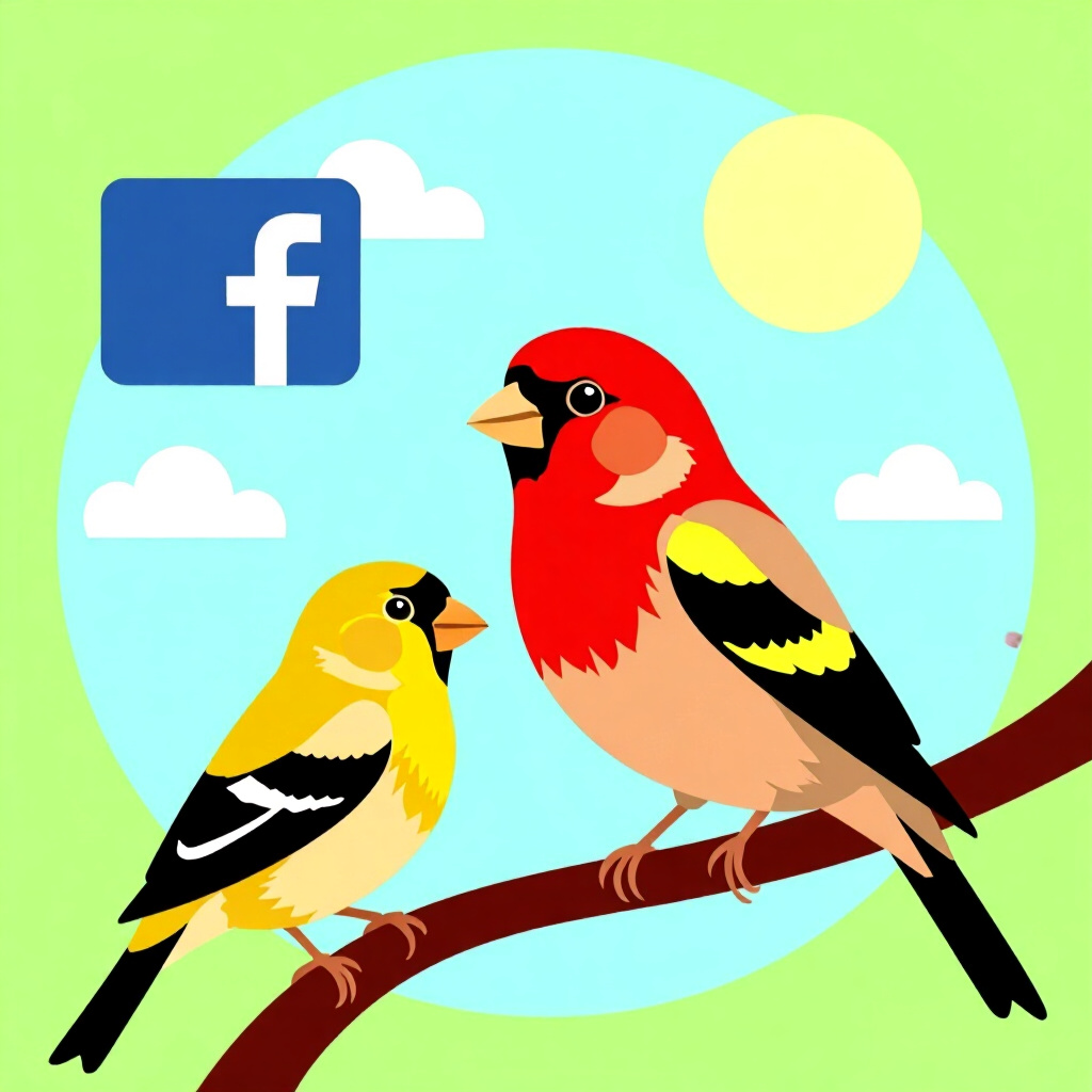 AI generated finch: picture about bird care. picture style: comic finch mustjoin global facebook s m, high quality, deta