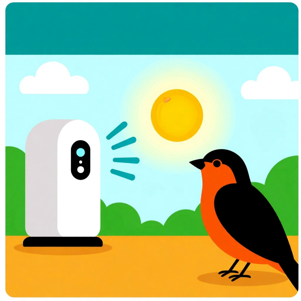 AI generated image: picture about bird care. picture style: comic introduction integrating smart temperature, high quali