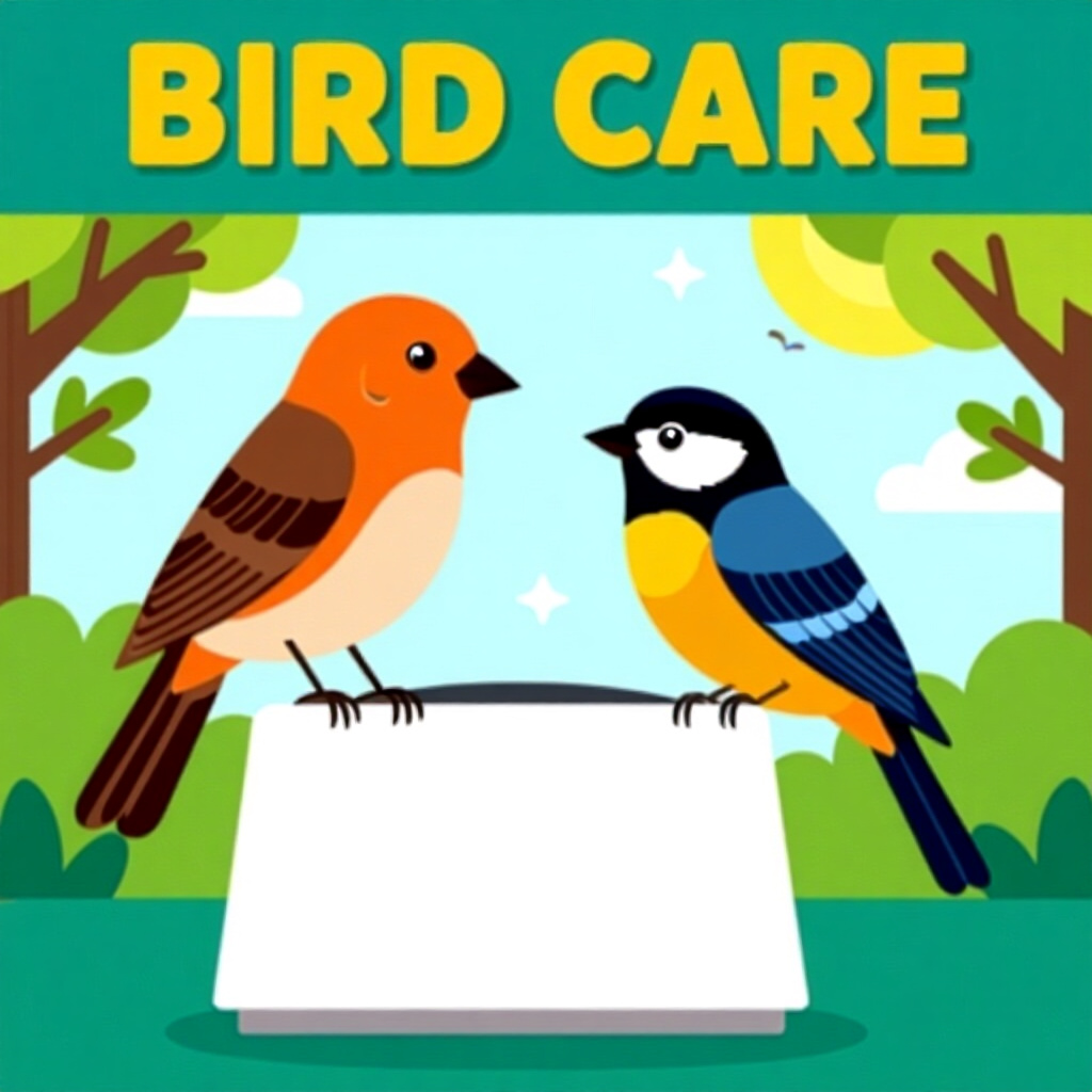 AI generated image: picture about bird care. picture style: comic introduction seasonal care calendar, high quality, det