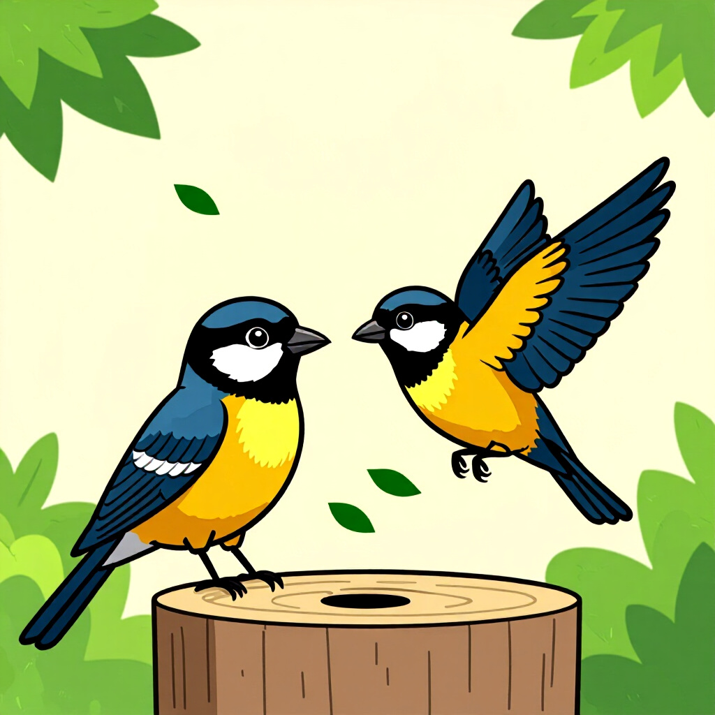 AI generated image: picture about bird care. picture style: comic 110 daily freeflight managing territorial stress, high