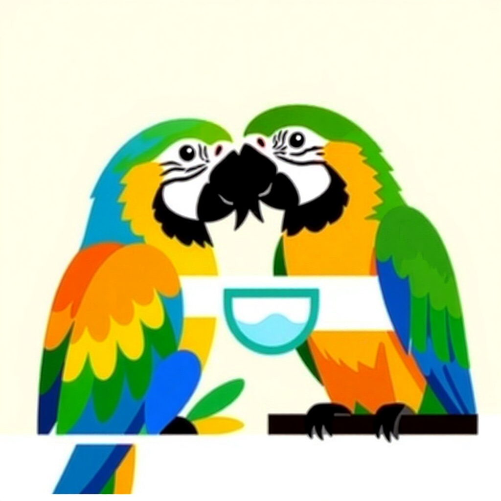 AI generated parrots: picture about bird care. picture style: comic introduction parrots diy respiratory support, high qua
