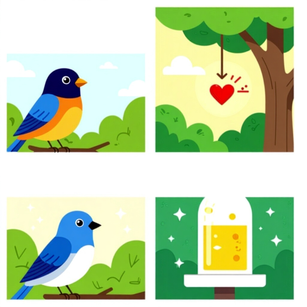 AI generated bird: picture about bird care. picture style: comic introduction bird understanding hormonal triggers, hig