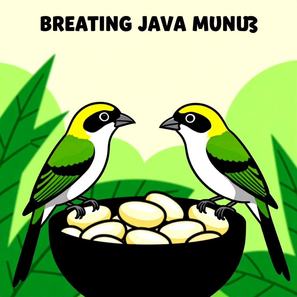 AI generated image: picture about bird care. picture style: comic introduction breeding java munias, high quality, detai