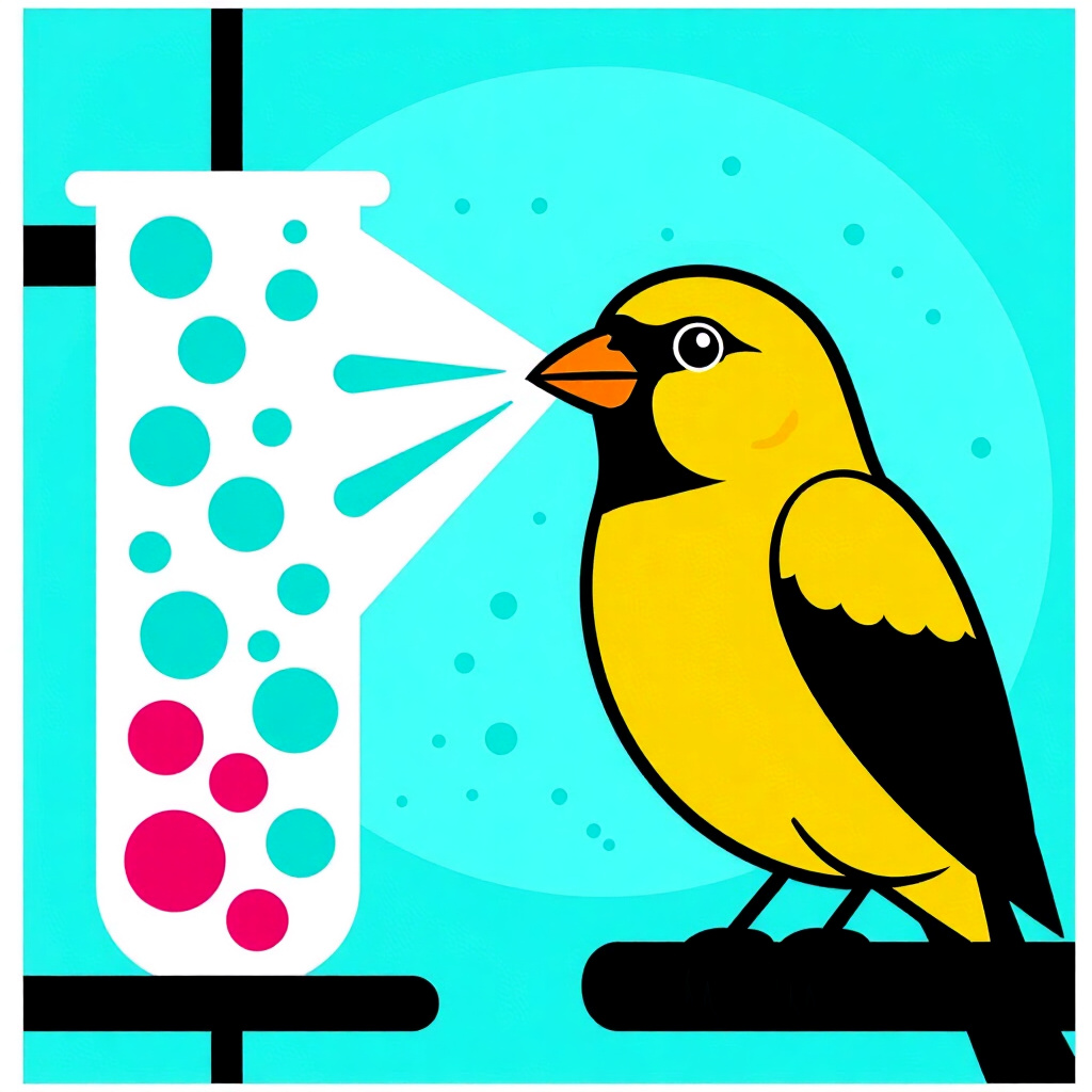 AI生成画像:鳥のケアに関する絵。絵のスタイル:コミック分子ツールが呼吸器を認識・治療している様子、