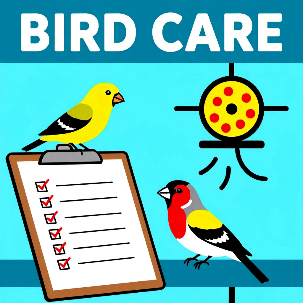 AI generated finch: picture about bird care. picture style: comic stressrelated illness often finch veterinarians checkl