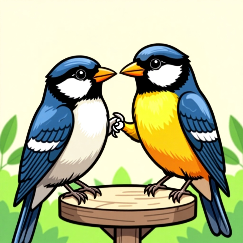 AI generated bird: picture about bird care. picture style: comic bird choosing right nail s m, high quality, detailed