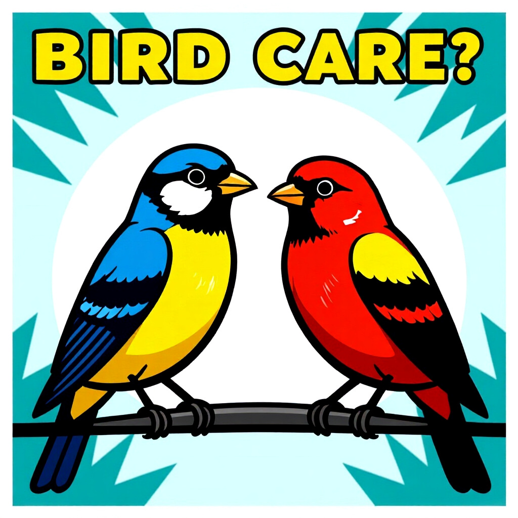 AI generated bird: picture about bird care. picture style: comic numbers behind limits bird understanding coverage limi