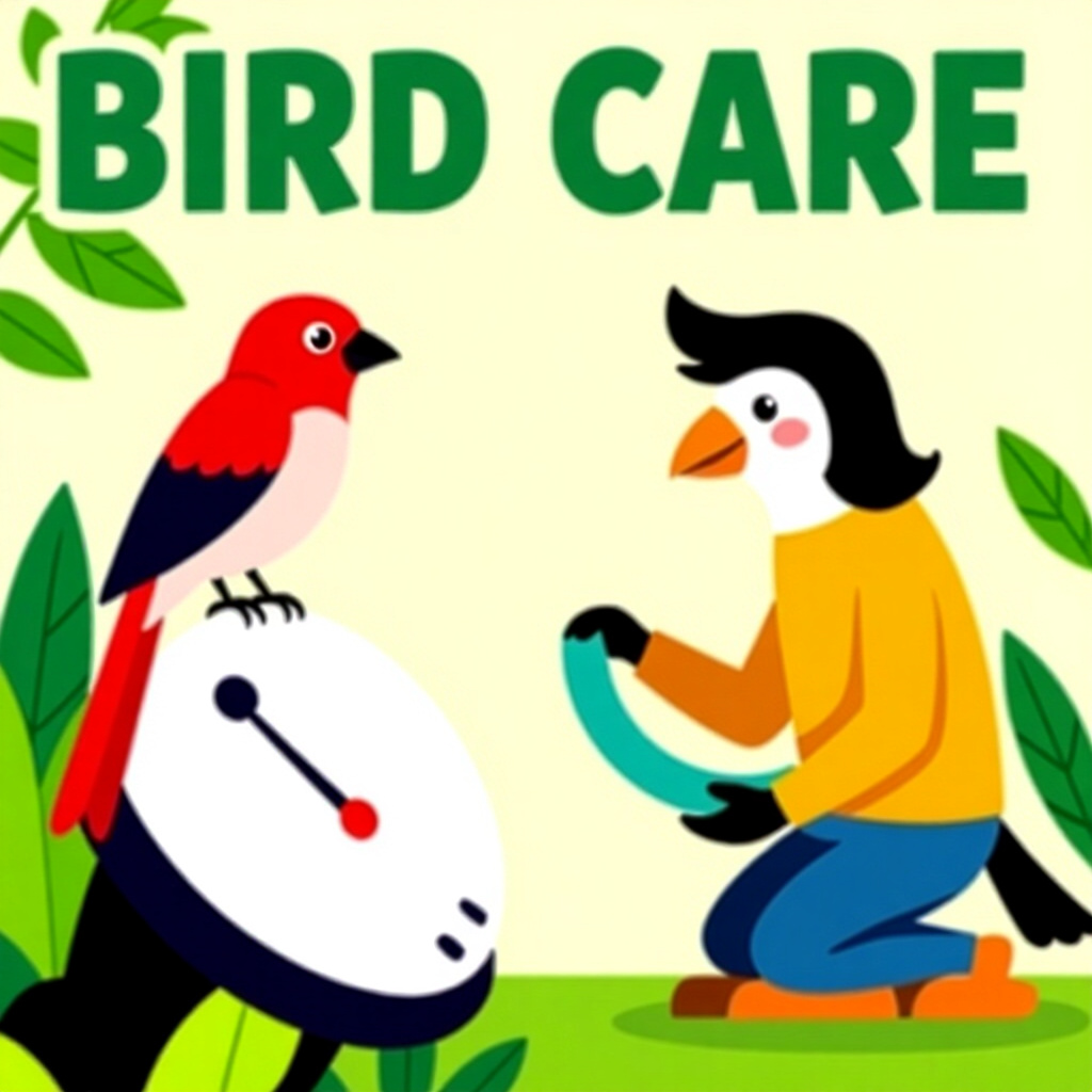 AI generated image: picture about bird care. picture style: comic weight management strategies s m, high quality, detail