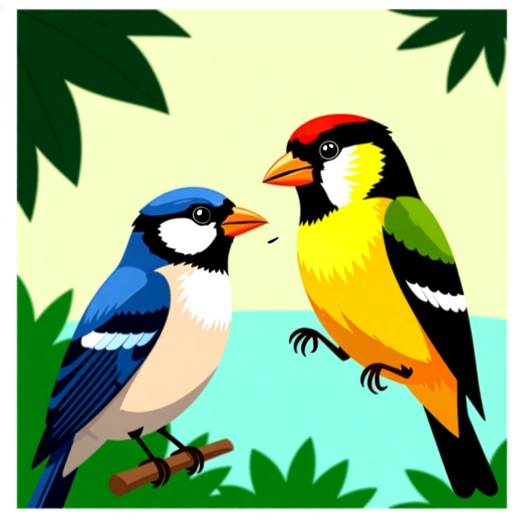 AI generated image: picture about bird care. picture style: comic redirecting aggressive pecking s m, high quality, deta