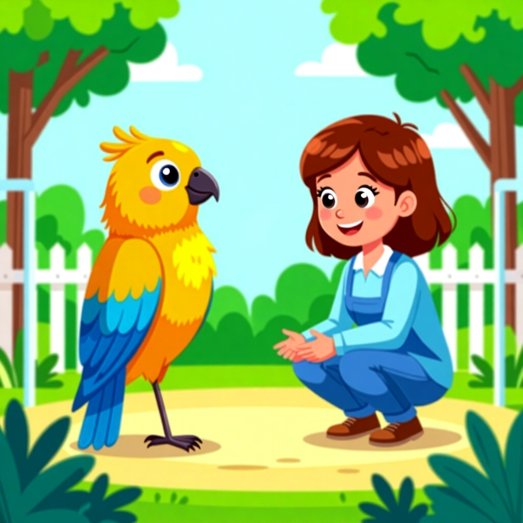 AI generated image: picture about bird care. picture style: comic introduction creating isolation zone, high quality, de