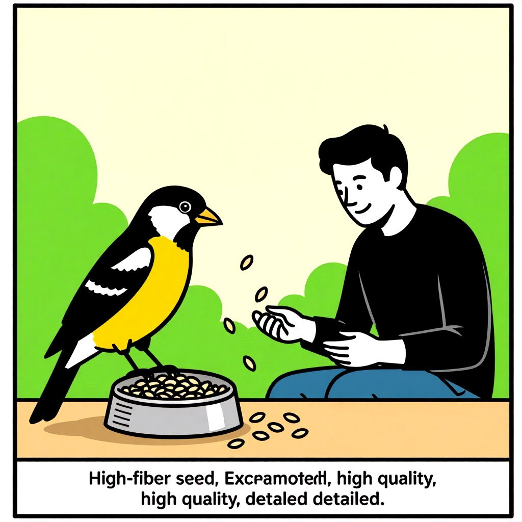 AI generated image: picture about bird care. picture style: comic introduction creating highfiber seed, high quality, de