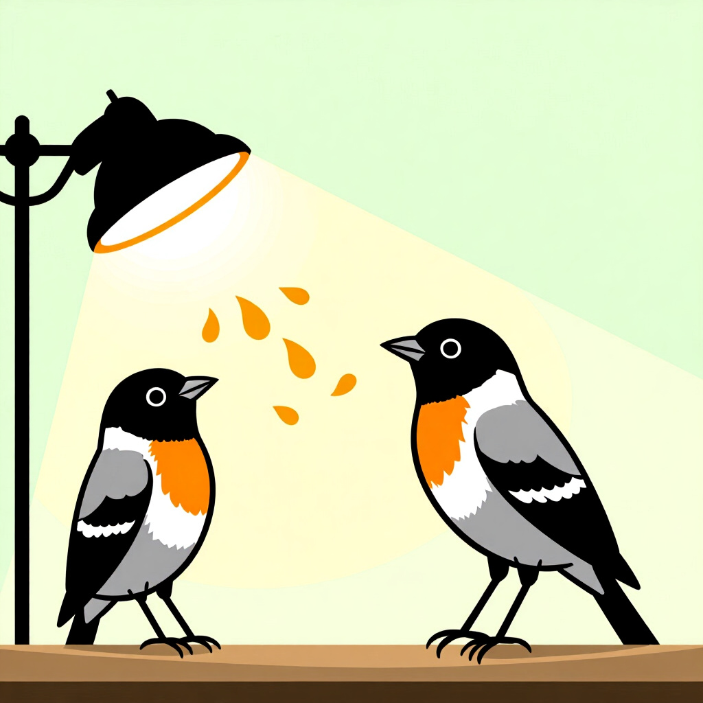 AI generated image: picture about bird care. picture style: comic light secret sauce switching energyefficient led, high