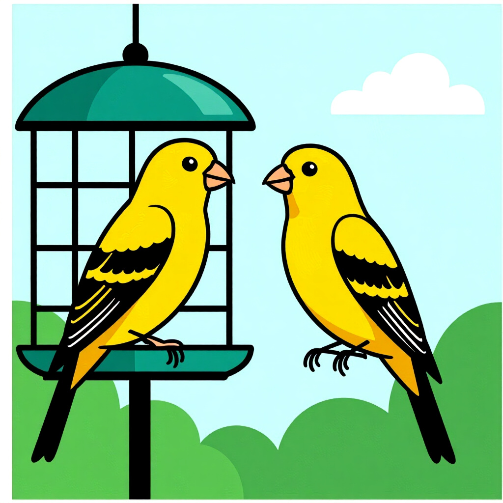AI生成カナリア:鳥のケアに関する画像。画像スタイル:漫画風、カナリアの行動リセット技術の紹介