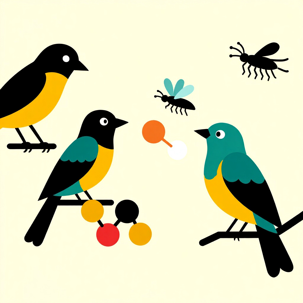 AI generated image: picture about bird care. picture style: comic protein amino acids transitioning storebought insect, 