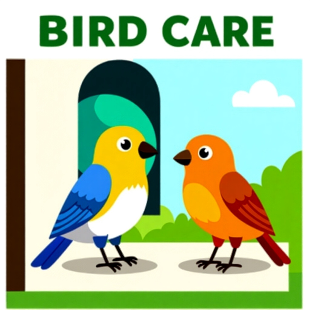 AI generated image: picture about bird care. picture style: comic introduction pet pet navigating deposits rent, high qu