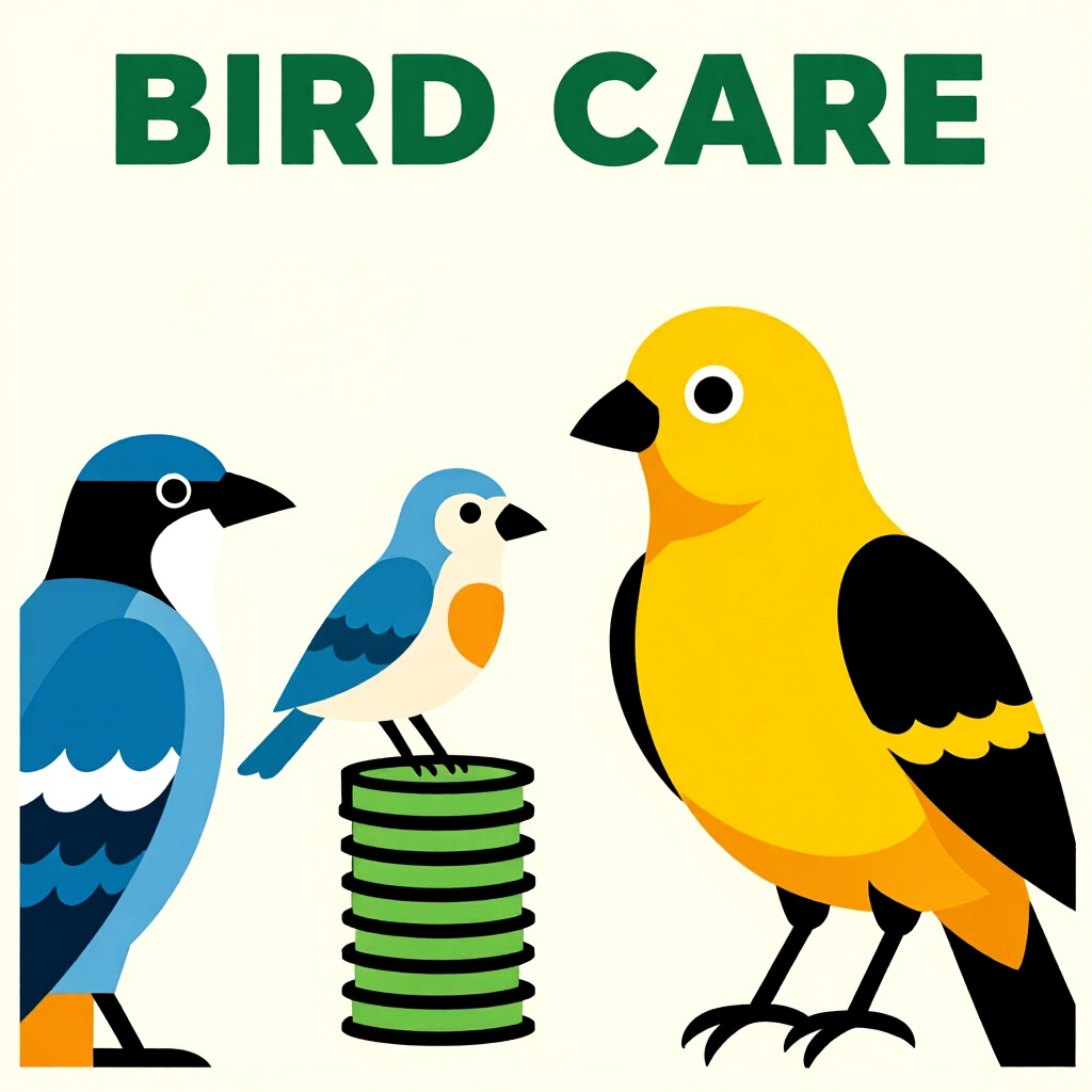 AI generated cat: picture about bird care. picture style: comic core cost categories diy emergency fund, high quality,