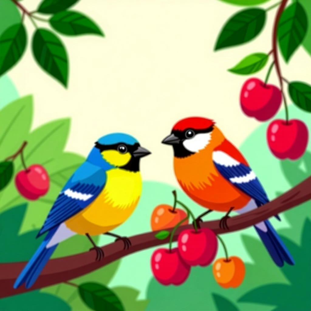 AI generated birds: picture about bird care. picture style: comic birds ultimate safefruit list s m, high quality, detai