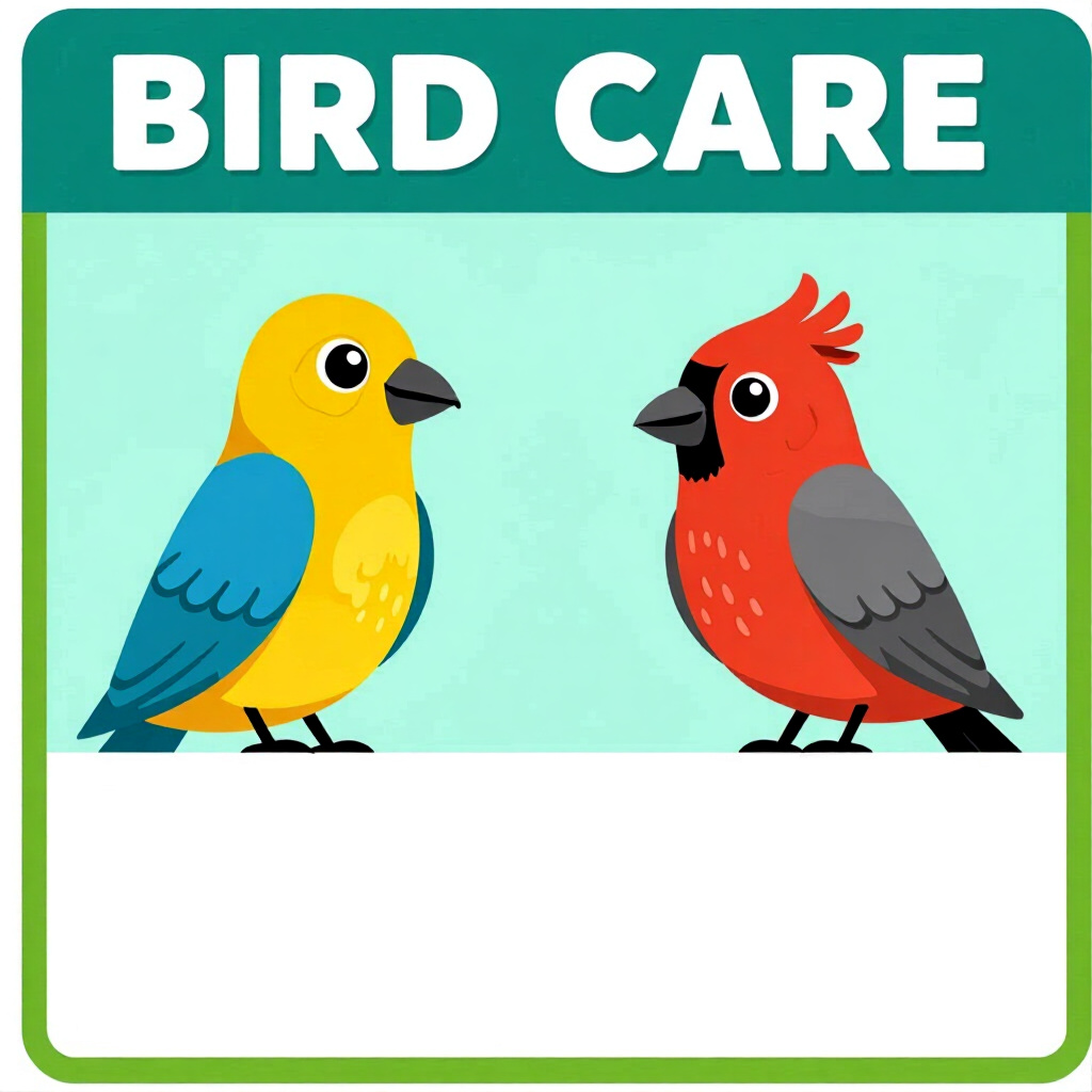 AI generated bird: picture about bird care. picture style: comic introduction bird comparing discounted vet, high quali