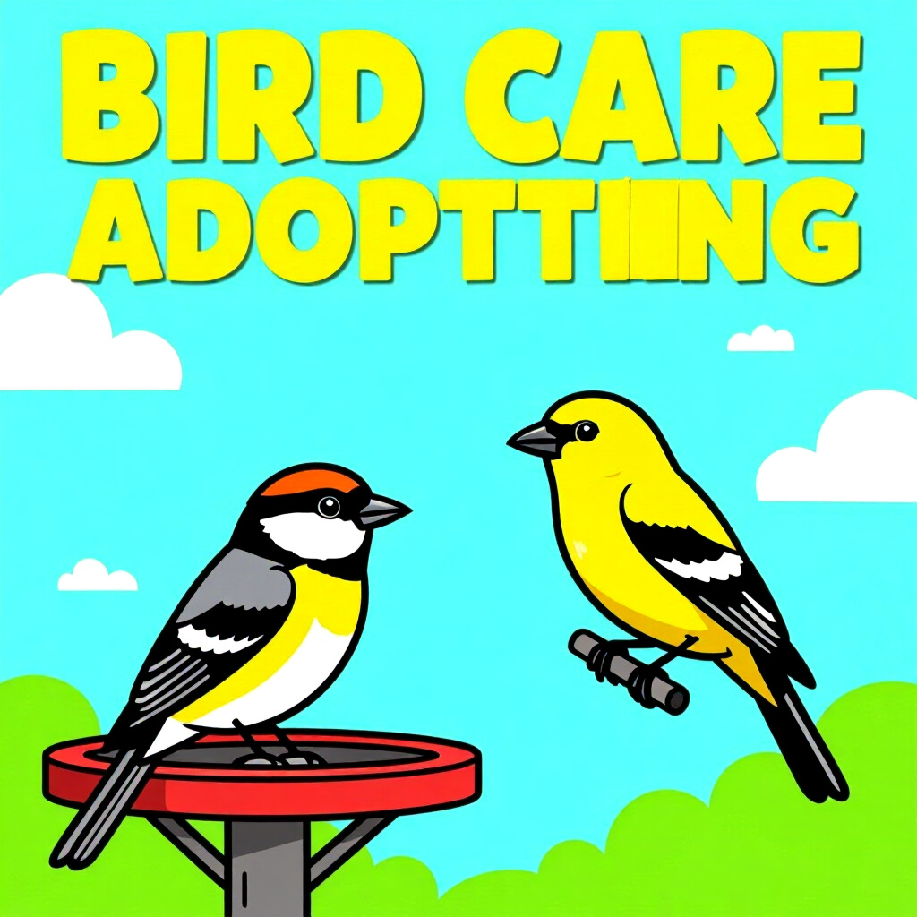 AI generated bird: picture about bird care. picture style: comic bird spotting fake adoption s m, high quality, detaile