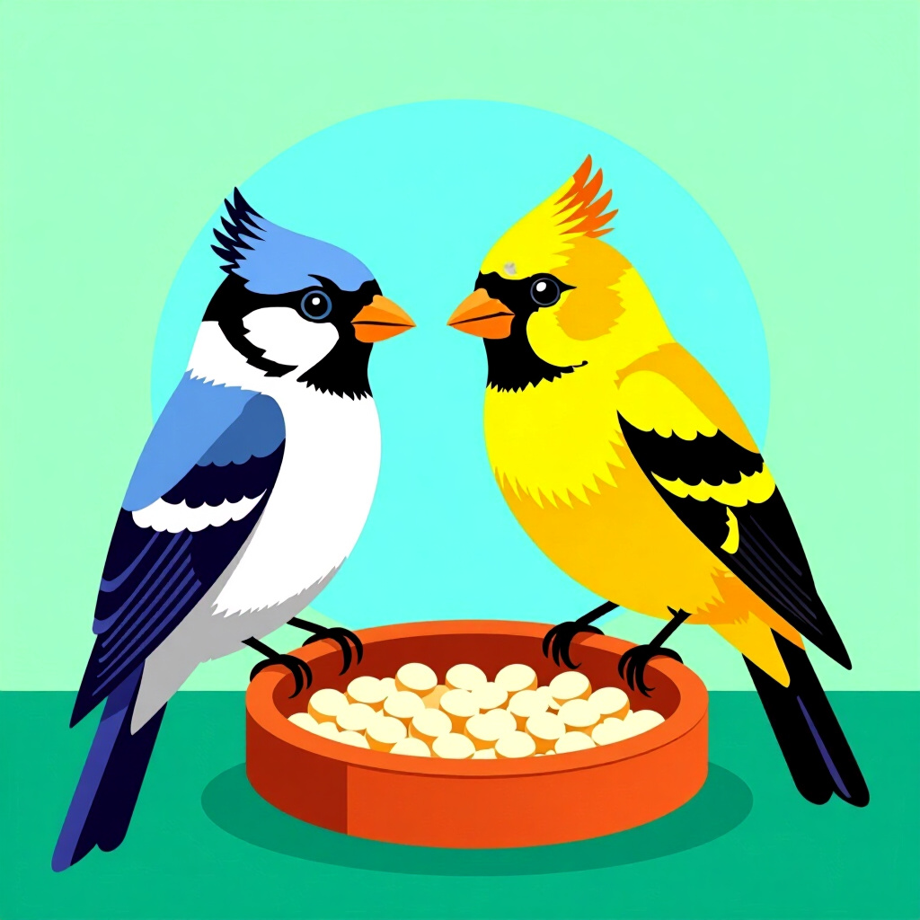 AI generated image: picture about bird care. picture style: comic structural security set perfect first, high quality, d