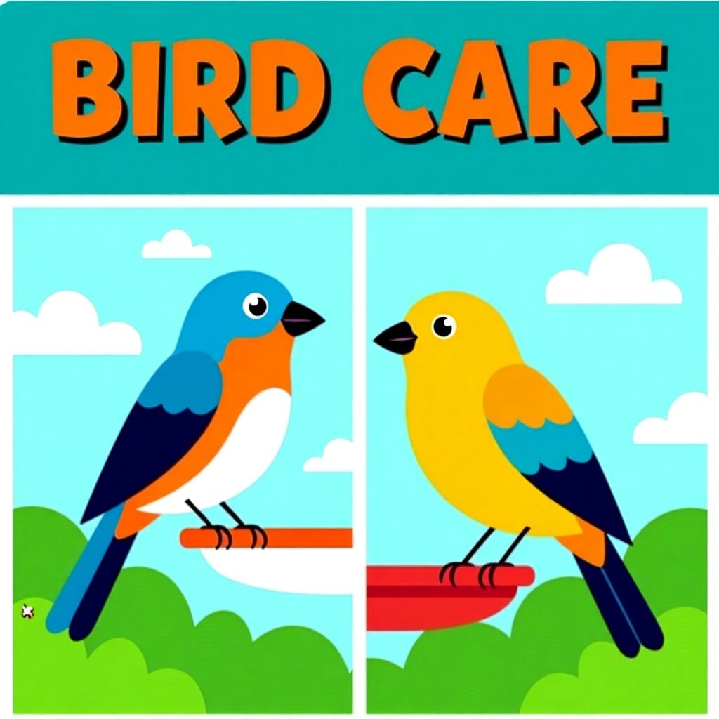 AI generated image: picture about bird care. picture style: comic introduction creative ways use, high quality, detailed