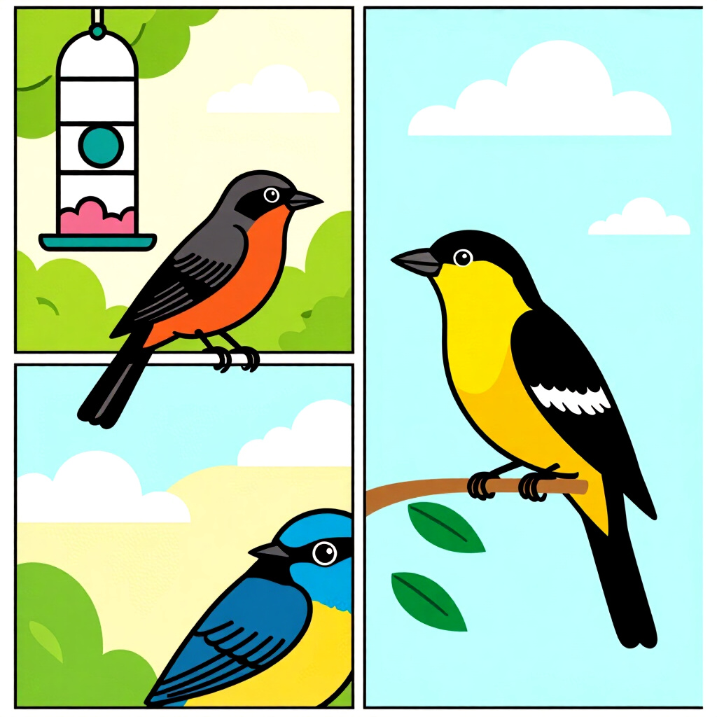 AI生成画像: 鳥の飼育に関する画像。画像スタイル: 漫画風の導入、理想的な最小値の測定、高品質、詳細