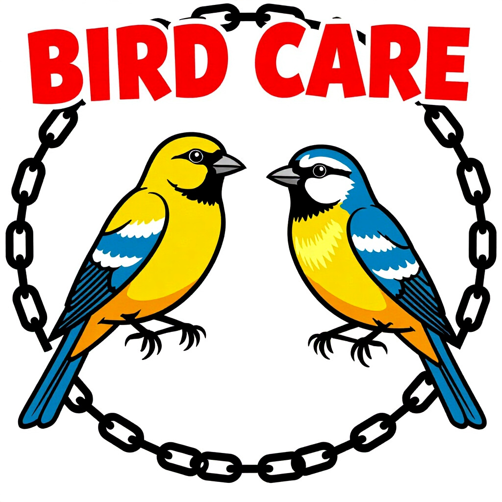 AI generated bird: picture about bird care. picture style: comic introduction bird advanced target chains, high quality