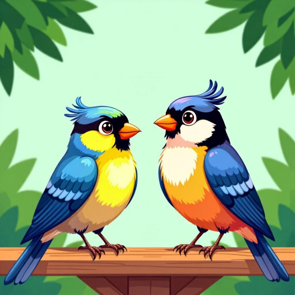 AI generated birds: picture about bird care. picture style: comic birds understanding legal ethical s m, high quality, d