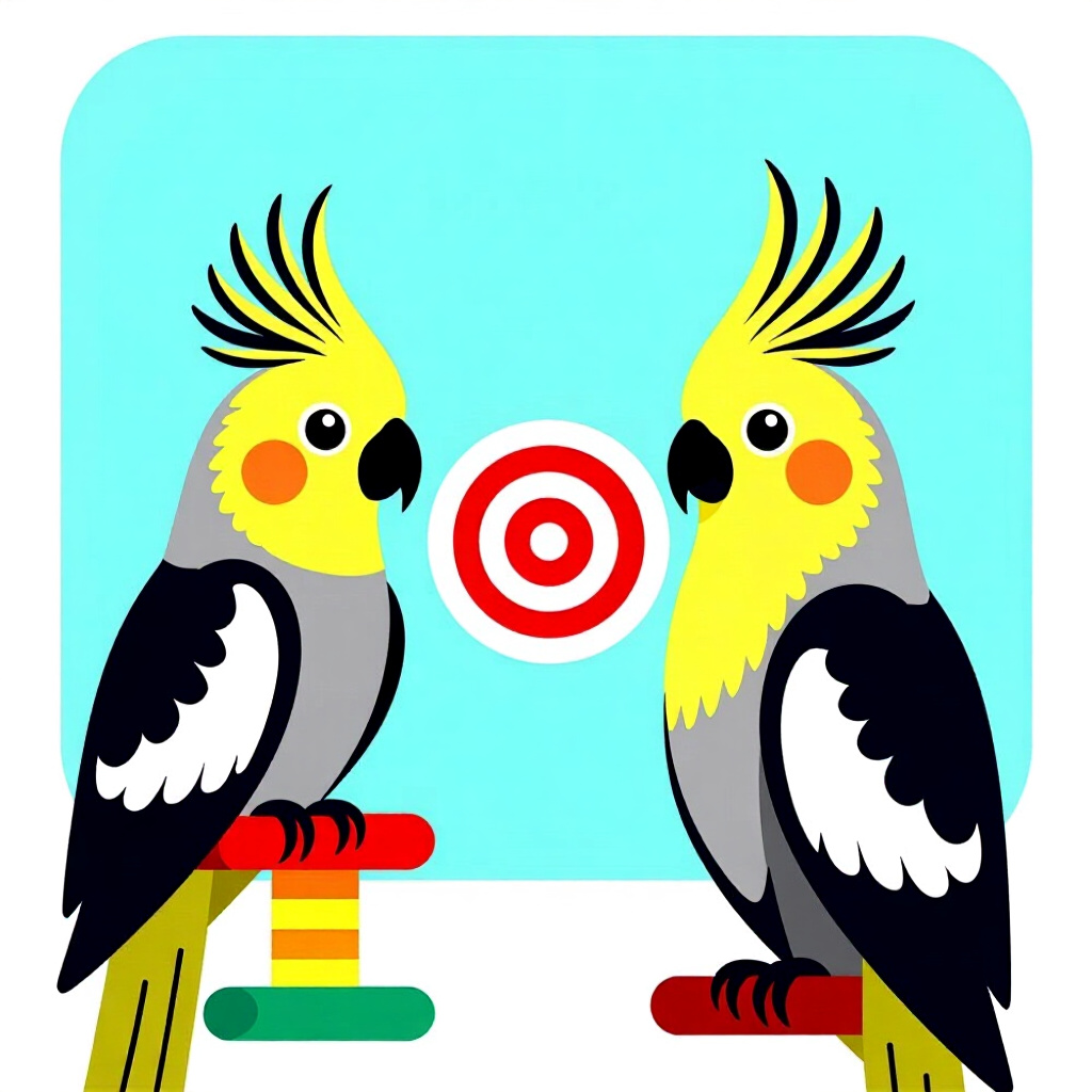 AI生成の鳥:鳥のケアに関する画像。画像スタイル:漫画 enrichment bird target training cockatiに統合