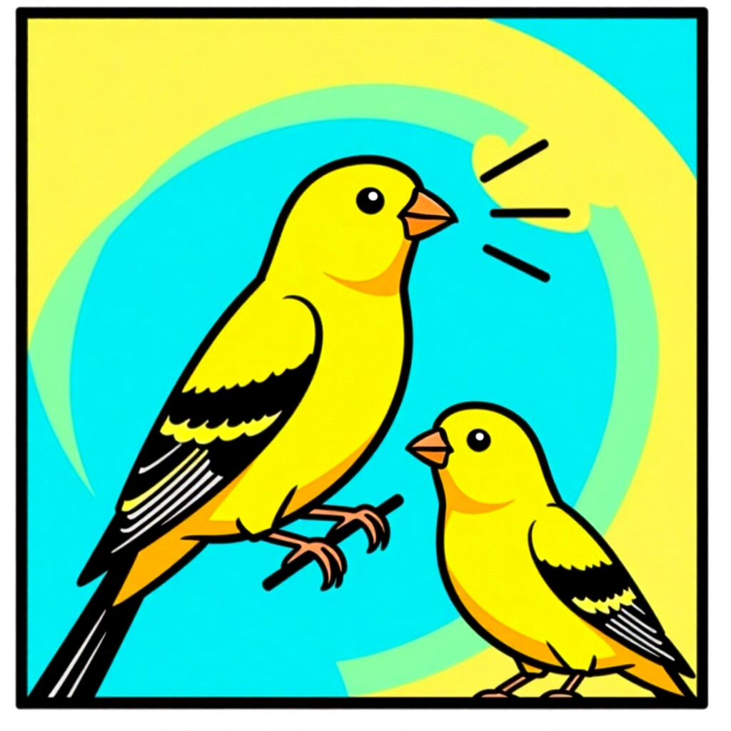 AI generated canary: picture about bird care. picture style: comic introduction canary stepbystep training sing, high qua