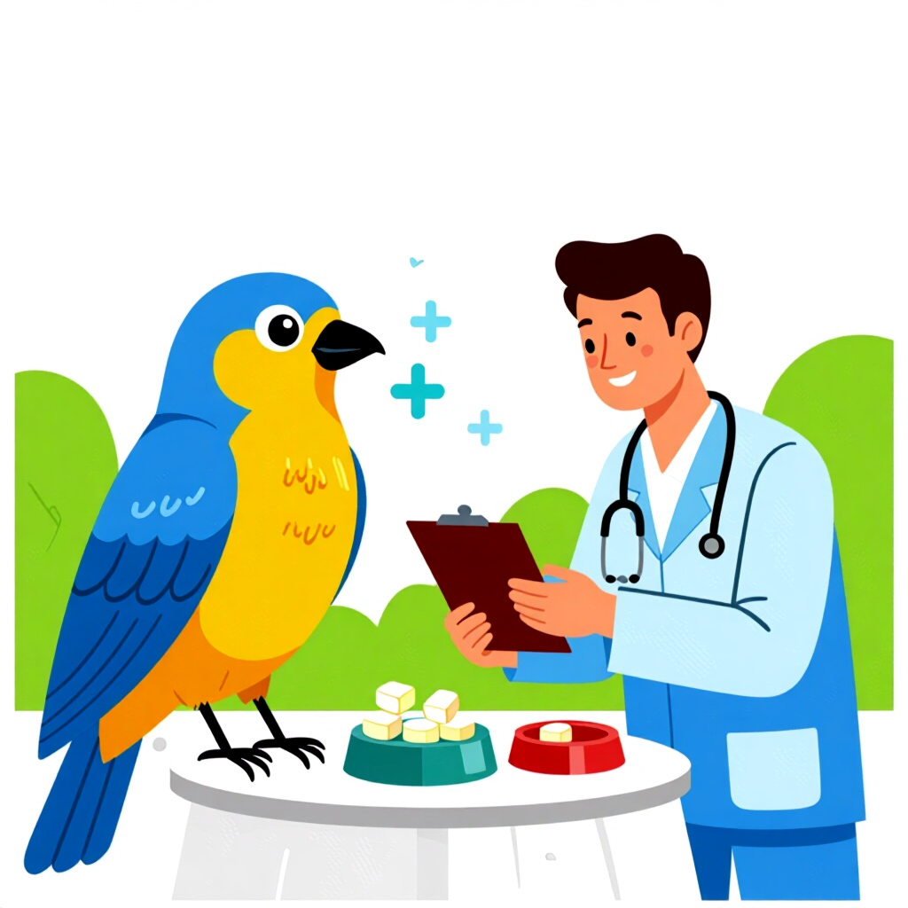 AI generated image: picture about bird care. picture style: comic diagnosing treating calcium s m, high quality, detaile